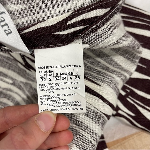 Max Mara One Button Printed Flax Linen Blazer Jacker Brown Size 2 - Picture 9 of 11